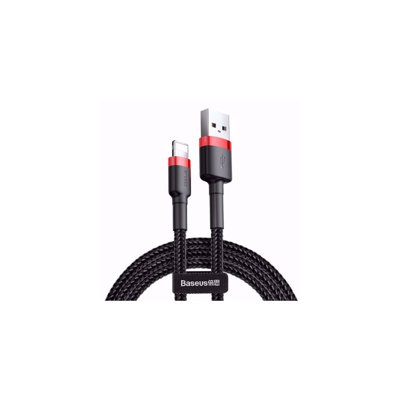 Baseus Cafule Braided Lightning Cable - 2A 3m Black Red — Buy in Cyprus with Fast Delivery