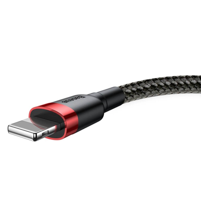 Baseus Cafule Braided Lightning Cable - 2A 3m Black Red — Buy in Cyprus with Fast Delivery
