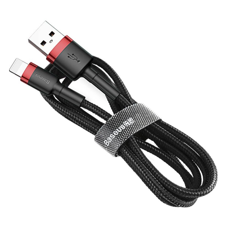 Baseus Cafule Braided Lightning Cable - 2A 3m Black Red — Buy in Cyprus with Fast Delivery
