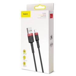 Baseus Cafule Braided Lightning Cable - 2A 3m Black Red — Buy in Cyprus with Fast Delivery