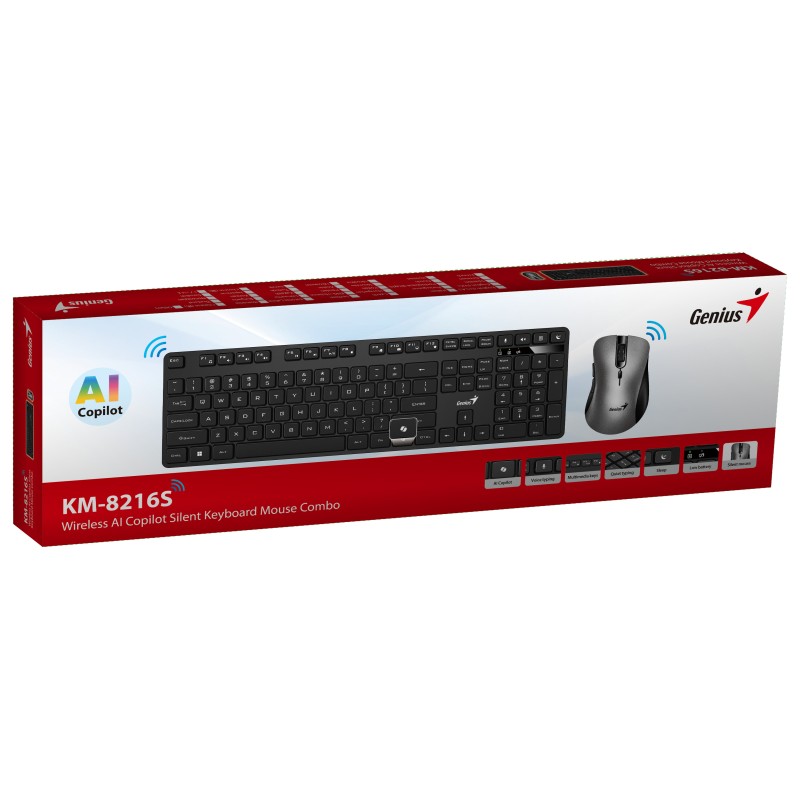 Genius Keyboard-Mouse Set - KM-8216S - Wireless AI+Voice Typing English — Buy in Cyprus with Fast Delivery