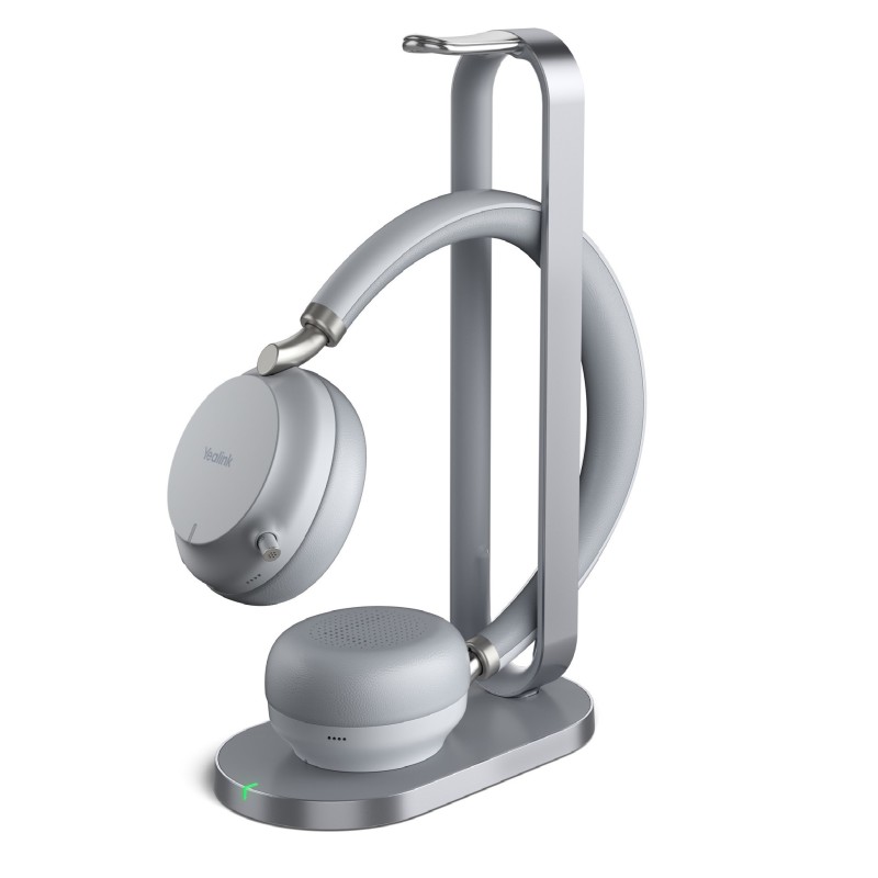 Yealink Headset - BH72 - Wireless Bluetooth NC with Retractable Mic, BT Dongle & Charging Stand Dual Teams Silver