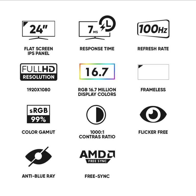 Armaggeddon PF24HD Super-100 - IPS Frameless Monitor 100Hz Black — Buy in Cyprus with Fast Delivery