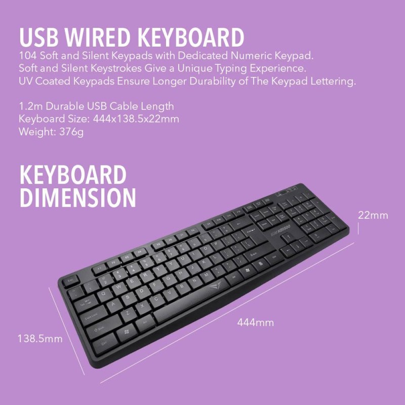 Alcatroz Silent Wired Keyboard - KB1500 - Silent, Wired — Buy in Cyprus with Fast Delivery