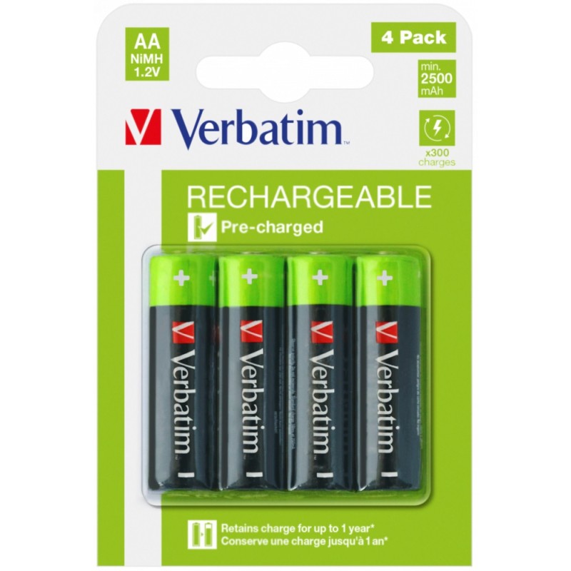 Verbatim Rechargeable AA 2500mAh Batteries (4pcs) - Rechargeable AA 2500mAh Batteries — Buy in Cyprus with Fast Delivery
