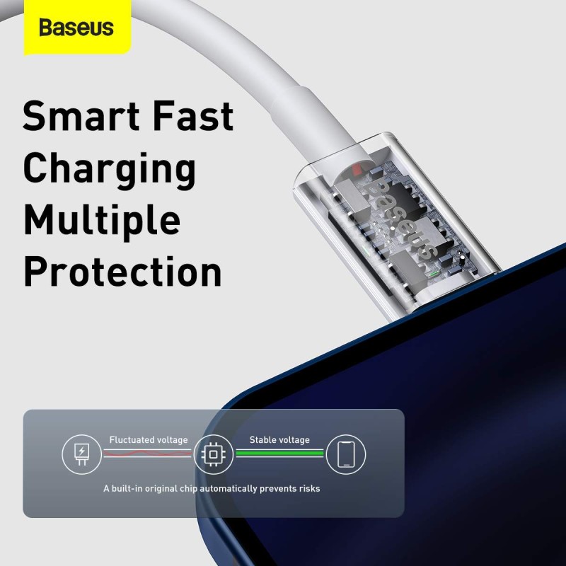 Baseus Superior Series Type-C to iP PD - 20W 1m White — Buy in Cyprus with Fast Delivery