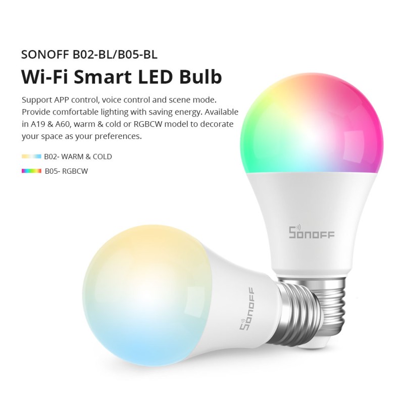 Sonoff WiFi Smart Bulb - B05-BL-A60 - E27 RGB — Buy in Cyprus with Fast Delivery