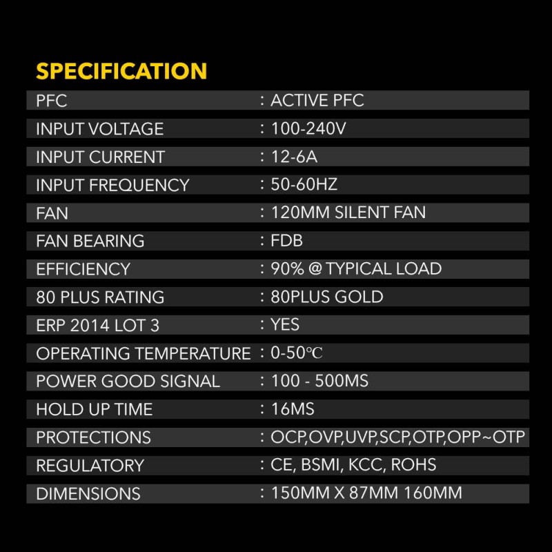 Armaggeddon Gaming PSU - 600W Certified 80+ Gold VOLTRON GOLD - Black — Buy in Cyprus with Fast Delivery