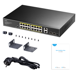 Cudy Switch PoE Gigabit 16PoE + 2GbE + 2SFP Uplink 200W - GS1018PS2 - 16PoE + 2GbE + 2SFP Uplink 200W