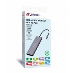 Verbatim USB-C 13-Port Hub - CMH-13 - Triple Display, 100W PD — Buy in Cyprus with Fast Delivery
