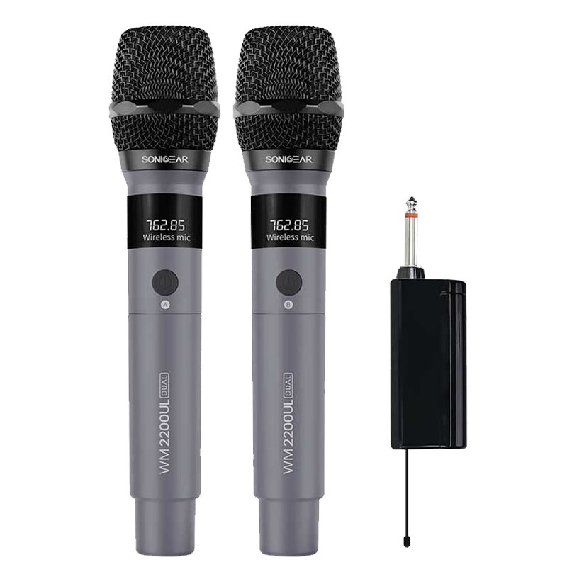 SonicGear WM2200UL - DUAL Gray 2 x Wireless 2.4GHz Rechargeable Microphone Handsets with LED Display