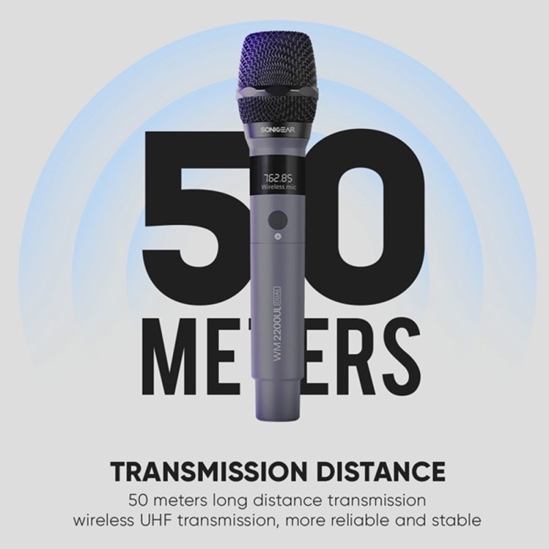 SonicGear WM2200UL - DUAL Gray 2 x Wireless 2.4GHz Rechargeable Microphone Handsets with LED Display