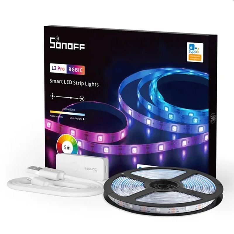 Sonoff Smart LED Light Strip RGBIC Outdoor IP54 Wi-Fi BT - L3-5M-P - RGBIC Outdoor IP54 Wi-Fi BT