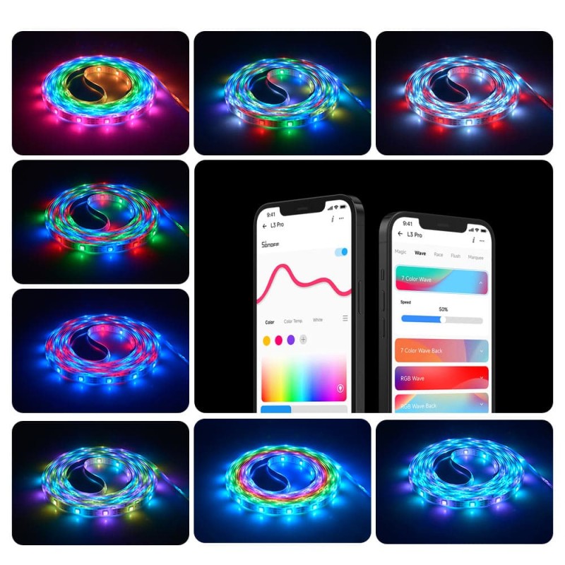 Sonoff Smart LED Light Strip RGBIC Outdoor IP54 Wi-Fi BT - L3-5M-P - RGBIC Outdoor IP54 Wi-Fi BT