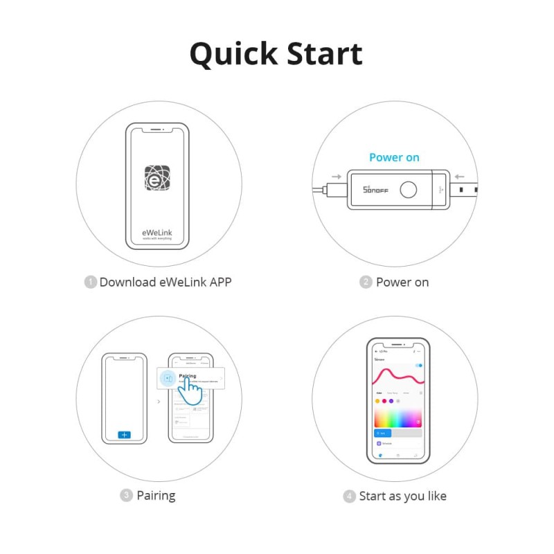 Sonoff Smart LED Light Strip RGBIC Outdoor IP54 Wi-Fi BT - L3-5M-P - RGBIC Outdoor IP54 Wi-Fi BT