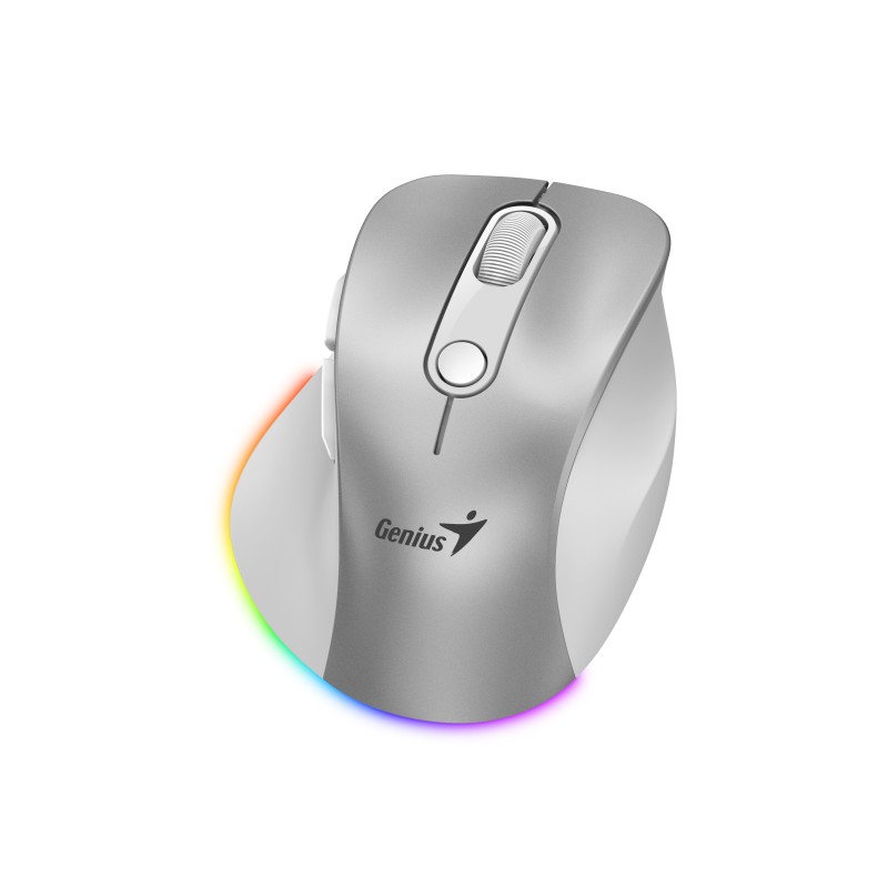 Genius Mouse - 9000S Pro - Wireless+BT Rechargeable Mini RGB Ergo Silver — Buy in Cyprus with Fast Delivery