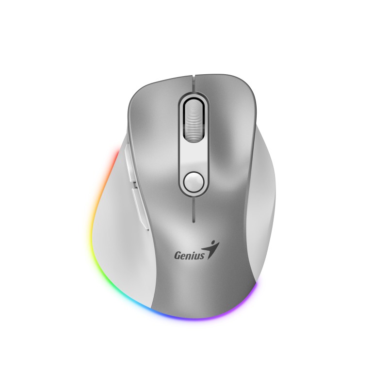 Genius Mouse - 9000S Pro - Wireless+BT Rechargeable Mini RGB Ergo Silver — Buy in Cyprus with Fast Delivery