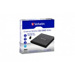 Verbatim External Slimline CD/DVD Writer - USB 2.0 Black — Buy in Cyprus with Fast Delivery