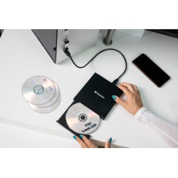 Verbatim External Slimline CD/DVD Writer - USB 2.0 Black — Buy in Cyprus with Fast Delivery