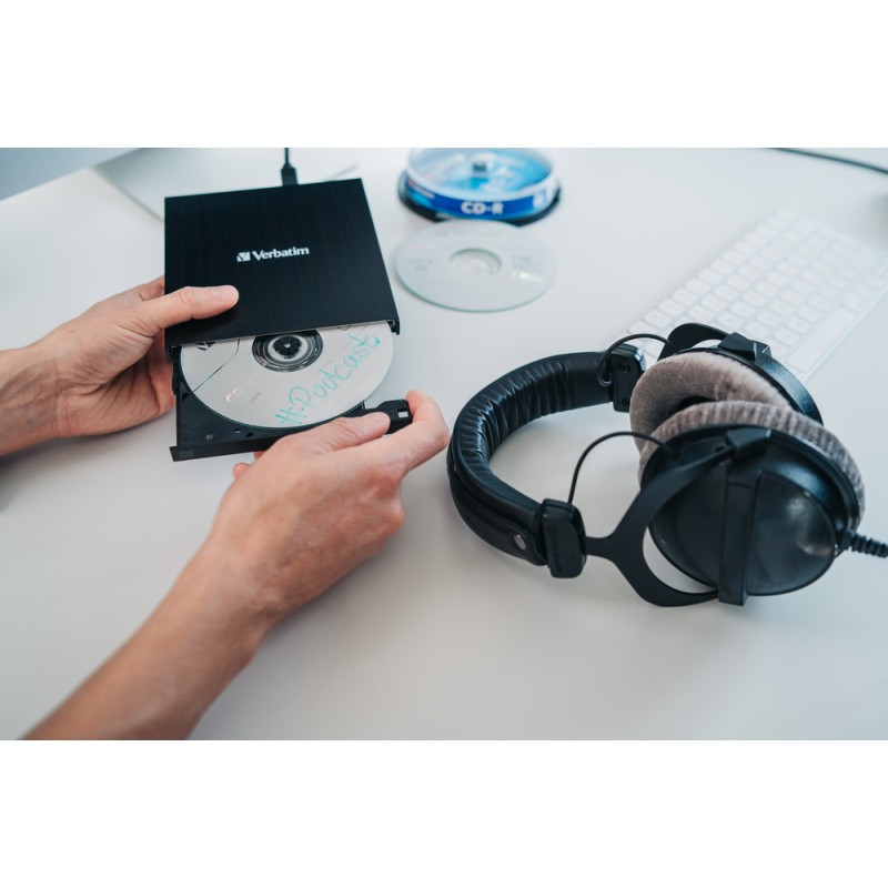 Verbatim External Slimline CD/DVD Writer - USB 2.0 Black — Buy in Cyprus with Fast Delivery