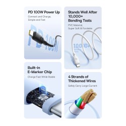 Baseus Cable USB-C to USB-C Silky Series - 1.0m 100W White — Buy in Cyprus with Fast Delivery