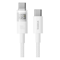 Baseus Cable USB-C to USB-C - Display 2 Series Braided 100W 1.0m White — Buy in Cyprus with Fast Delivery