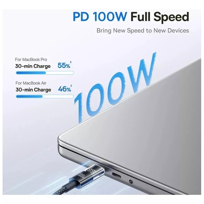 Baseus Cable USB-C to USB-C - Display 2 Series Braided 100W 1.0m White — Buy in Cyprus with Fast Delivery