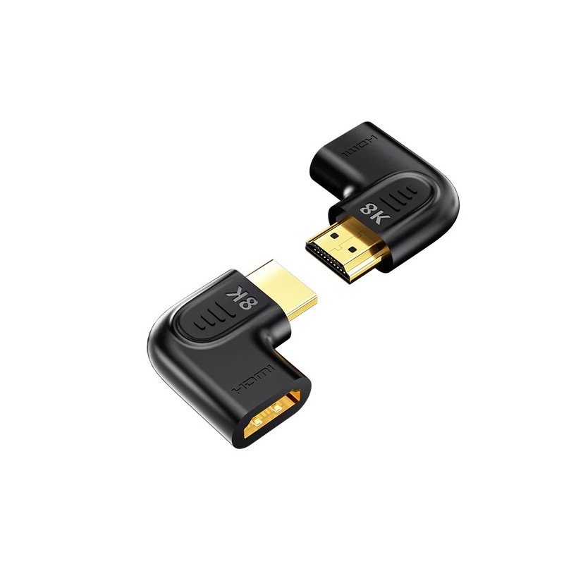 Unitek HDMI Adaptor - A1047ABK - 1x90 & 1x270 degrees RA 8K60Hz Vertical — Buy in Cyprus with Fast Delivery
