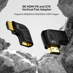 Unitek HDMI Adaptor - A1047ABK - 1x90 & 1x270 degrees RA 8K60Hz Vertical — Buy in Cyprus with Fast Delivery
