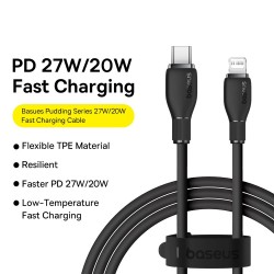 Baseus Cable Lightning to USB-C Pudding Series - 20W 1.2m Black — Buy in Cyprus with Fast Delivery