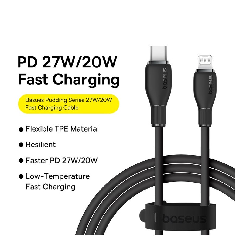 Baseus Cable Lightning to USB-C Pudding Series - 20W 1.2m Black — Buy in Cyprus with Fast Delivery