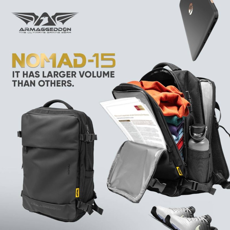 Armaggeddon Gaming Bag with Lock, USB-C, Splashproof - NOMAD-15 - Carbon — Buy in Cyprus with Fast Delivery