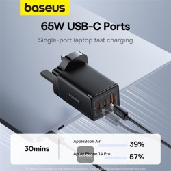 Baseus Charger Wall - 65W USB-Cx2 USB-A UK+100W USB-C Cable Black — Buy in Cyprus with Fast Delivery