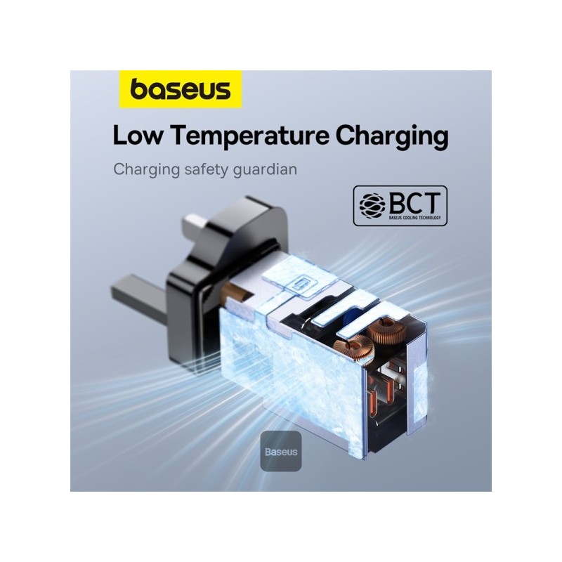 Baseus Charger Wall - 65W USB-Cx2 USB-A UK+100W USB-C Cable Black — Buy in Cyprus with Fast Delivery