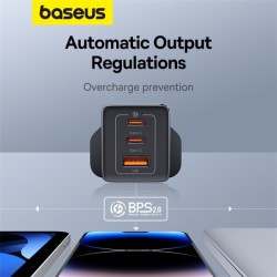Baseus Charger Wall - 65W USB-Cx2 USB-A UK+100W USB-C Cable Black — Buy in Cyprus with Fast Delivery