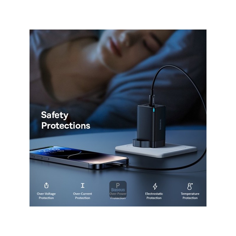 Baseus Charger Wall - 65W USB-Cx2 USB-A UK+100W USB-C Cable Black — Buy in Cyprus with Fast Delivery