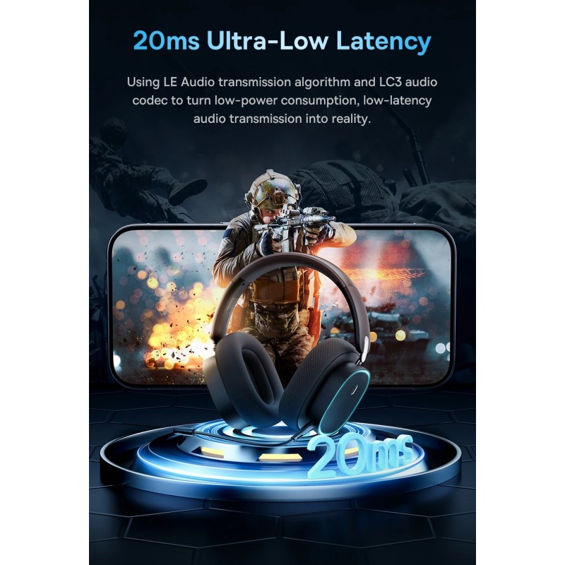 Baseus Wireless Headphones For PS5 PC Switch Gaming AeQur GH02 Black — Buy in Cyprus with Fast Delivery