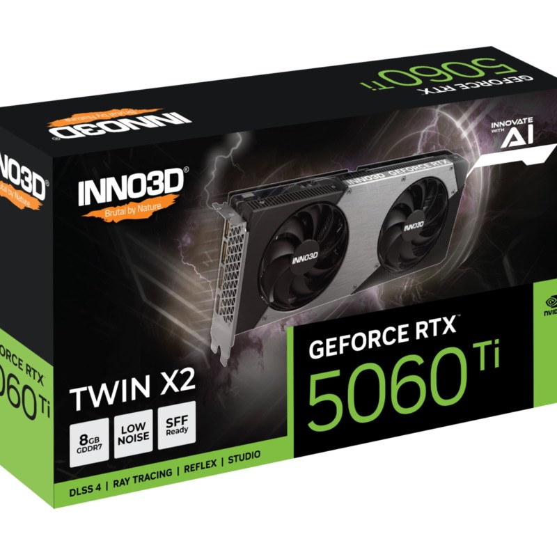 INNO3D GeForce RTX 5060 Ti - TWIN X2 OC White - 8GB GDDR7, Boost 2572 MHz, Dual-Fan Dual-Slot