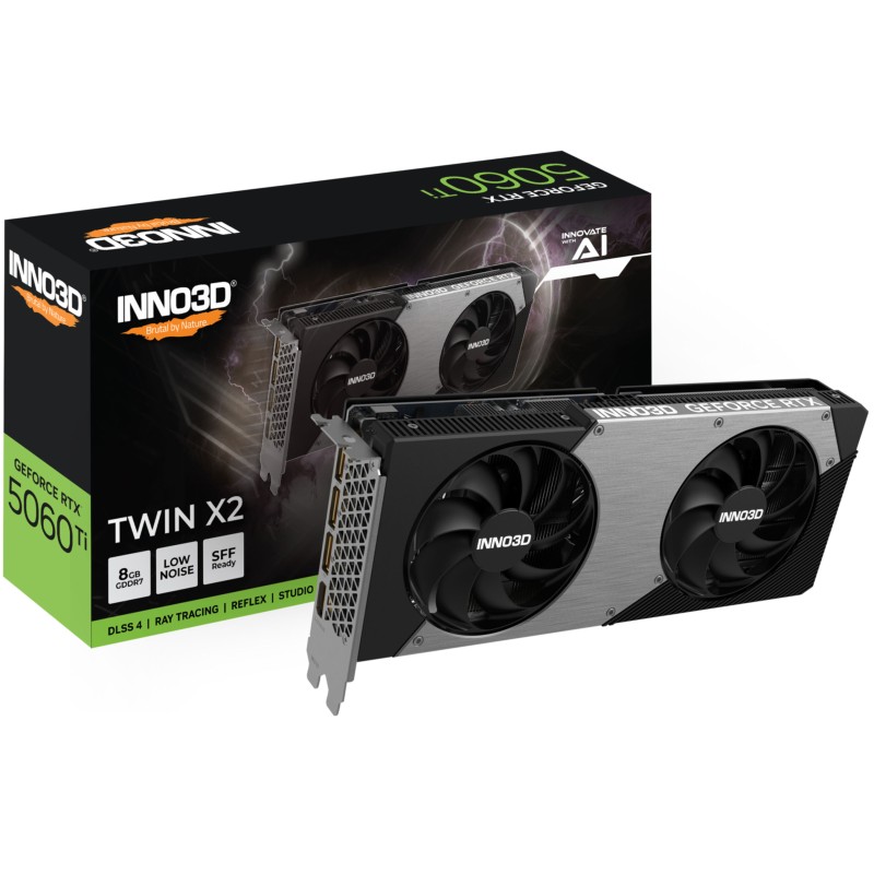 INNO3D GeForce RTX 5060 Ti - TWIN X2 OC White - 8GB GDDR7, Boost 2572 MHz, Dual-Fan Dual-Slot