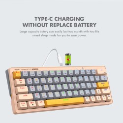 Armaggeddon Mechanical Gaming Keyboard - GMK-100 - Tri-Mode (2.4GHz+BT+USB-C) 63 Keys Linear (Red) Spring White