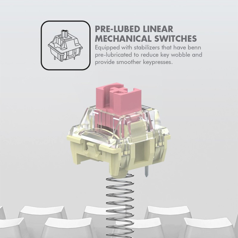 Armaggeddon Mechanical Gaming Keyboard - GMK-100 - Tri-Mode (2.4GHz+BT+USB-C) 63 Keys Linear (Red) Spring White