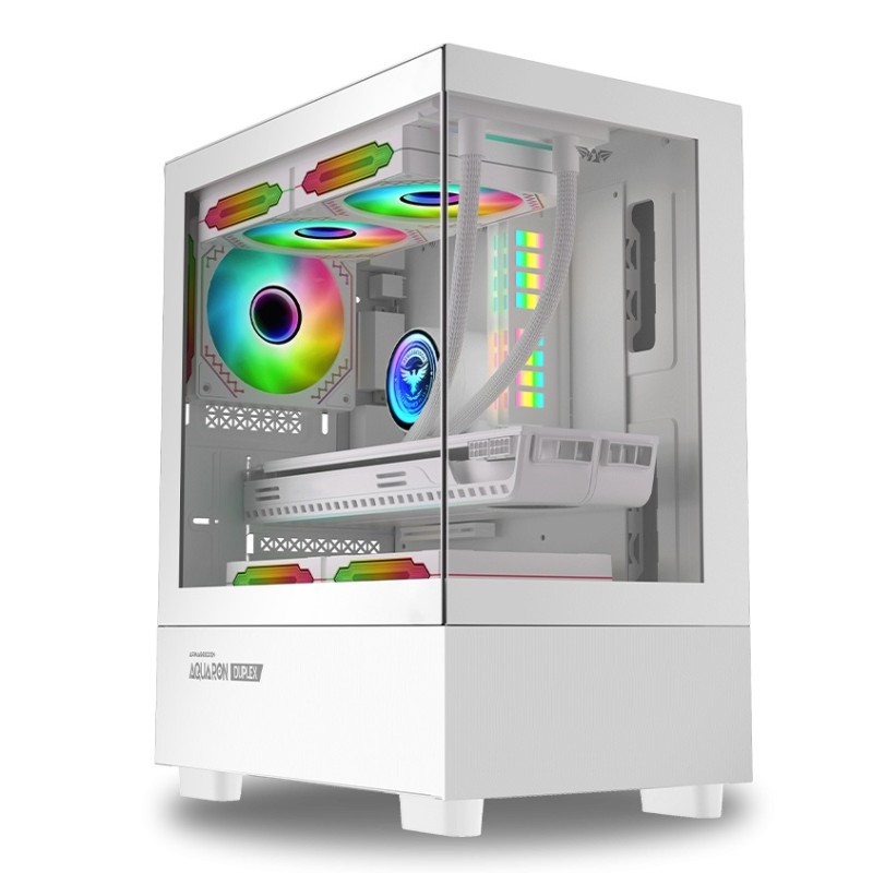 Armaggeddon Gaming Case M-ATX AQUARON Duplex White - Bottom USB Ports-310mm VGA — Buy in Cyprus with Fast Delivery