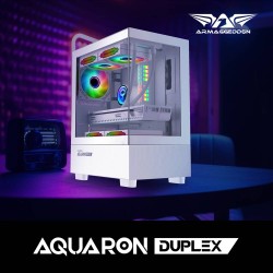 Armaggeddon Gaming Case M-ATX AQUARON Duplex White - Bottom USB Ports-310mm VGA — Buy in Cyprus with Fast Delivery