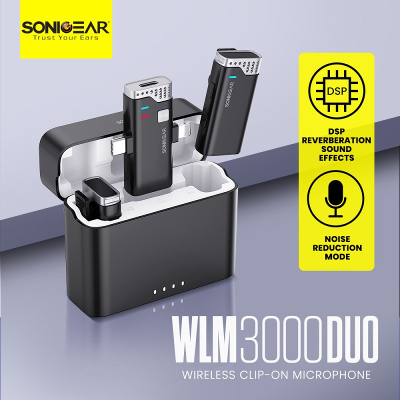 SonicGear Wireless 2x Lavalier ClipOn Microphones - WLM3000 DUO - SonicGear Wireless 2x Lavalier ClipOn Microphones