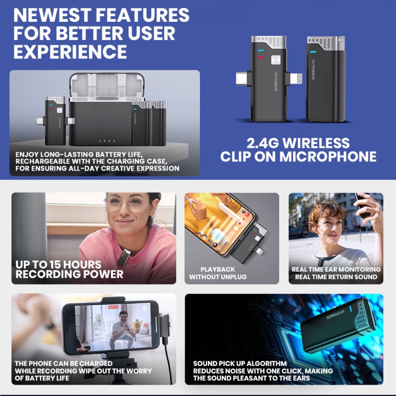 SonicGear Wireless 2x Lavalier ClipOn Microphones - WLM3000 DUO - SonicGear Wireless 2x Lavalier ClipOn Microphones