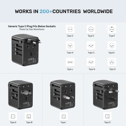 Unitek Universal Travel Wall Charger - P1121A - 35W 2xUSB-C + 3xUSB-A — Buy in Cyprus with Fast Delivery