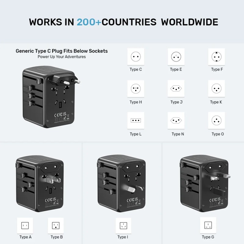 Unitek Universal Travel Wall Charger - P1121A - 35W 2xUSB-C + 3xUSB-A — Buy in Cyprus with Fast Delivery