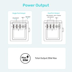 Unitek Universal Travel Wall Charger - P1121A - 35W 2xUSB-C + 3xUSB-A — Buy in Cyprus with Fast Delivery