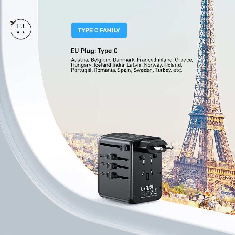 Unitek Universal Travel Wall Charger - P1121A - 35W 2xUSB-C + 3xUSB-A — Buy in Cyprus with Fast Delivery