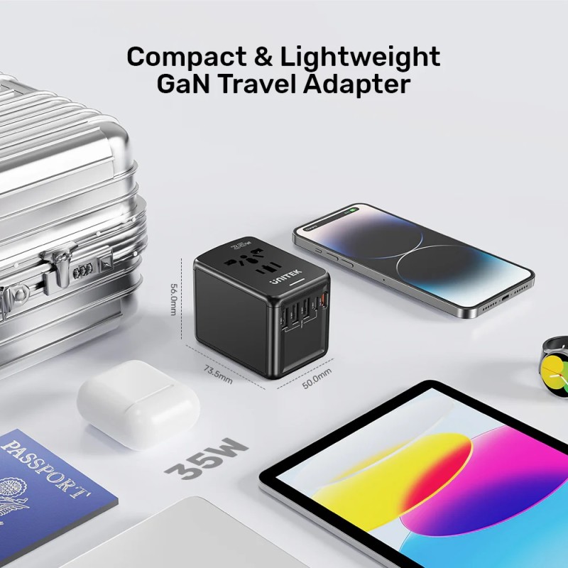 Unitek Universal Travel Wall Charger - P1121A - 35W 2xUSB-C + 3xUSB-A — Buy in Cyprus with Fast Delivery